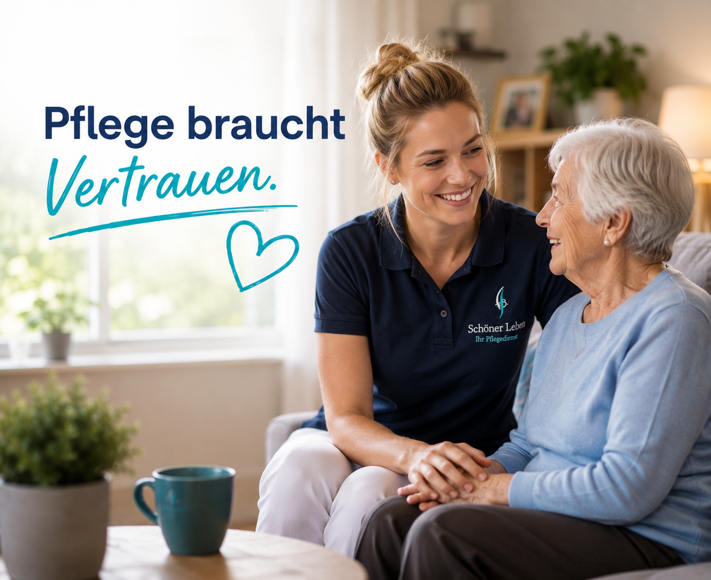 Pflegekraft betreut Seniorin nach der Rückkehr aus dem Krankenhaus zuhause